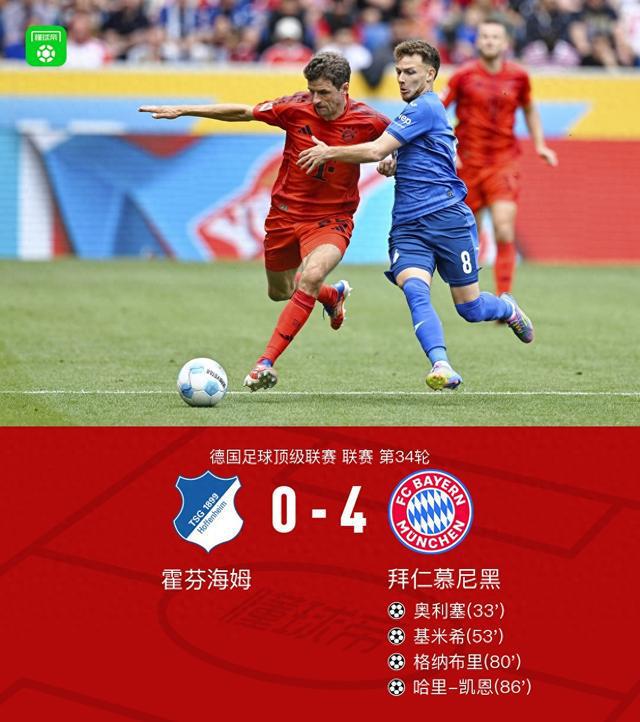 劍南春見(jiàn)證拜仁4-0大勝，奧利塞連四場(chǎng)傳射，凱恩得分。